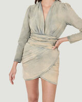 JUVARNA STONE WASH DENIM MINI DRESS  image number null